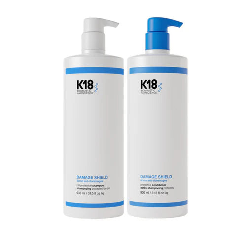 K18 DAMAGE SHIELD pH protective shampoo and conditioner liters