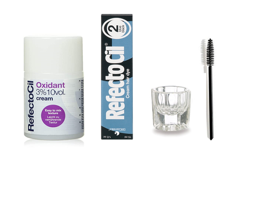 REFECTOCIL CREAM SET- Blue Black Lash / Brow Hair Dye + Cream Oxidant 3% 3.38 oz + Mixing Brush + Mixing Dish