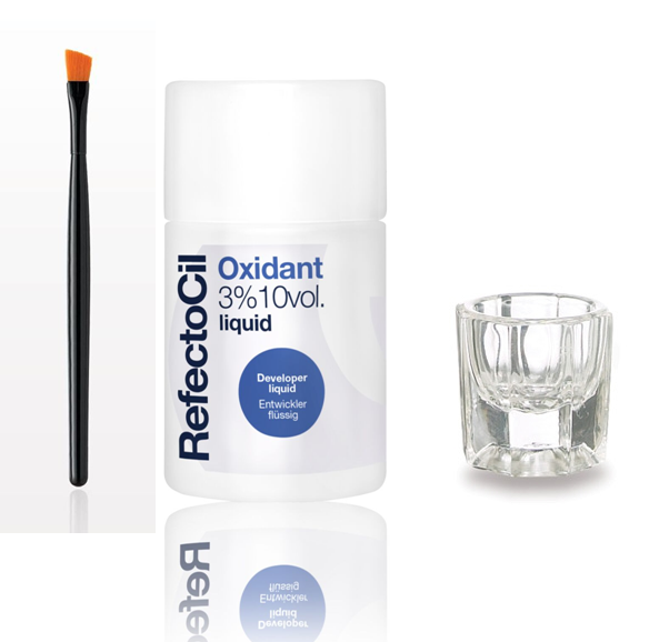 RefectoCil LIQUID KIT - Developer Oxidant 3% 10 VOL 3.38 oz + Mixing Dish & Mascara Brush